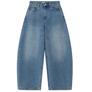 CLIMAX VISION美式复古做旧水洗烫钻字母廓形弯刀拖地牛仔裤女款