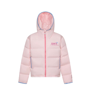 学院风连帽羽绒服女大童冬季初中高中学生保暖百搭粉色面包服外套