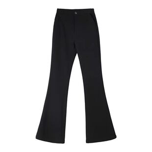 加绒微喇裤女冬季2025新款高腰弹力加厚显瘦垂感黑色西装喇叭裤子