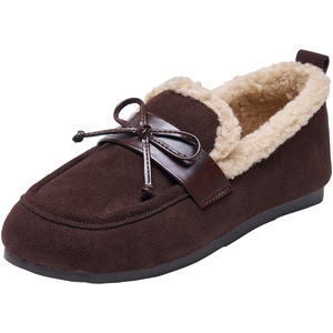 快乐玛丽勃肯鞋女2025冬季新款加绒保暖一脚蹬通勤单鞋毛毛棉鞋