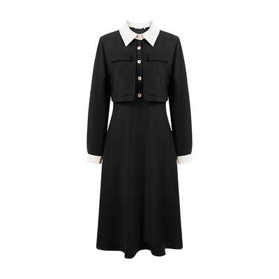 秋水伊人文艺气质A字裙连衣裙