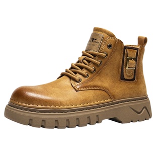 公牛世家马丁靴男款2025新款秋冬季高帮男鞋百搭靴子踢不烂大黄靴