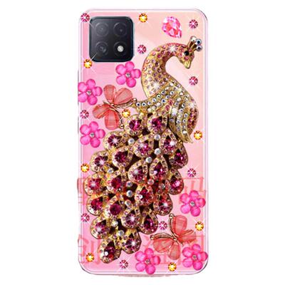 OPPOA72软壳奢华水钻孔雀玫瑰