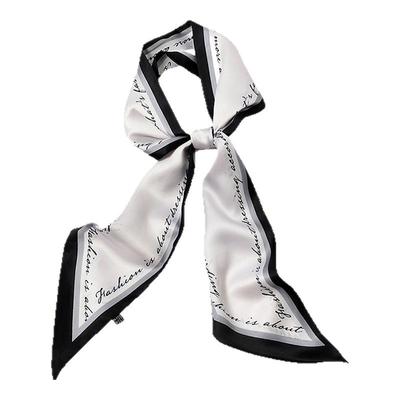 美式复古字母小丝巾长条方巾