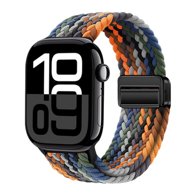 适用苹果手表S11表带iwatch10尼龙编织applewatchS9磁吸扣腕带新款iwatchS8/7高级SE运动S6男女5替换带ultra3