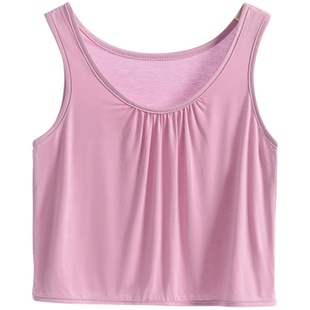 莫代尔短款小吊带背心女薄款宽松内搭U领上衣大码百搭无袖打底衫