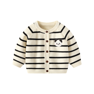 波步宝宝外套春装薄款洋气针织衫男童洋气上衣开衫春秋季婴儿衣服