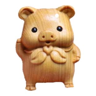 十二生肖全套木雕摆件崖柏可爱小兔子鼠虎龙牛蛇马羊猴鸡狗猪挂件