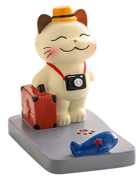 可爱旅行猫解压治愈增高架小摆件