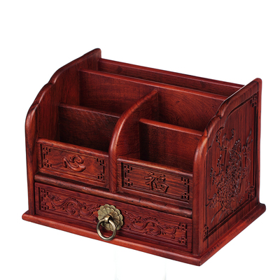 红木中式风茶几遥控器收纳盒