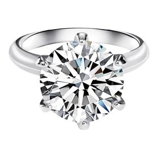 右手等待T家六爪5克拉莫桑石钻戒S925银镀金情侣对戒闭口圈戒指女