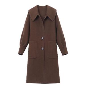 秋冬季毛呢外套女士宽松羊毛呢子大衣显瘦双面呢大衣中长款