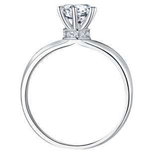 简约莫桑石经典六爪钻戒女925纯银AU750白金求婚戒指情侣对戒轻奢