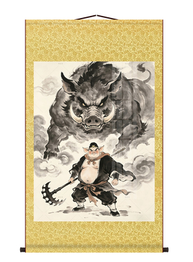 猪八戒画像客厅装饰画天蓬元帅猪悟能二师兄净坛使者供奉卷轴挂画