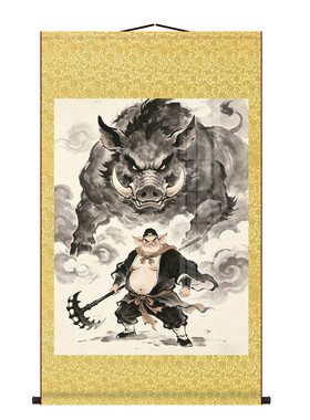 猪八戒画像客厅装饰画天蓬元帅猪悟能二师兄净坛使者供奉卷轴挂画