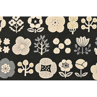 日本进口KOKKA棉麻布料裙子花花世界透气包袋印染桌布服装面料