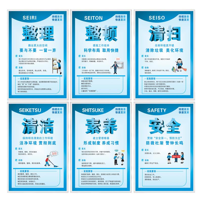 6s管理标识牌5s 7s 8s 9s 10s工厂车间现场管理海报安全生产警示标语企业仓库整理整顿清扫宣传画展板广告牌