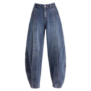 小个子牛仔裤女2026新款春秋季气球裤风琴褶裤子镰刀裤显瘦弯刀裤