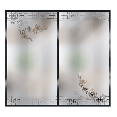 中式古风磨砂静电玻璃贴膜