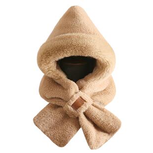 连帽围巾一体女秋冬保暖滑雪护耳帽子冬天学生骑车可爱百塔防寒帽