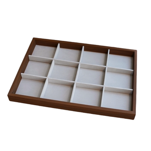 12格胡桃木纹无盖首饰收纳盒手镯文玩手串核桃手链手表饰品展示盘