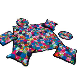 丹凤中式复古家居布艺东北大花布拼布桌布抱枕靠垫套椅垫圆坐垫子