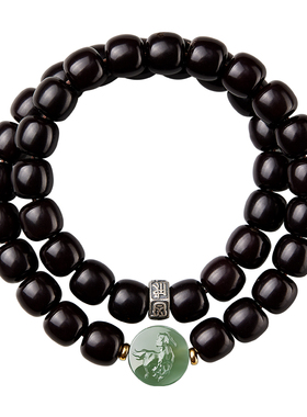 溏心老料菩提根手串男女和田玉生肖本命佛双圈文玩佛珠盘玩手链