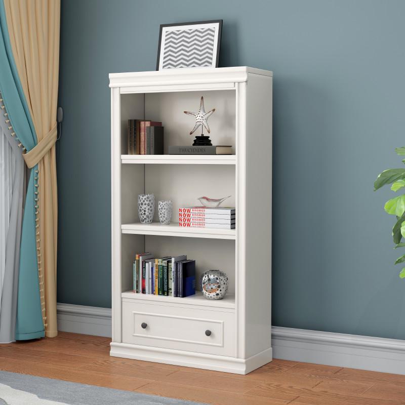 实木书柜儿童书架白色梯形收纳置物架陈列架学生书架置物架落地