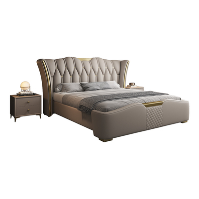 轻奢真皮床1.8m榻榻米高箱储物床