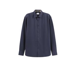 【自营】BURBERRY/博柏利男款徽标刺绣长袖衬衫开衫男装 8071800