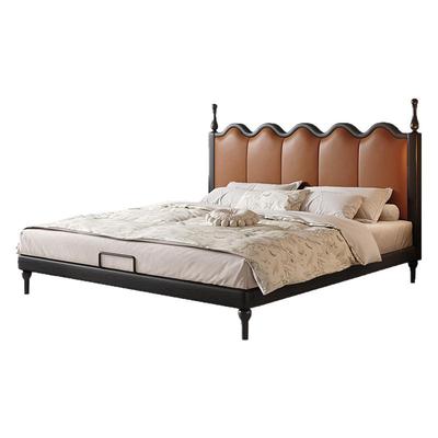 帕沙曼实木真皮床法式复古主卧床