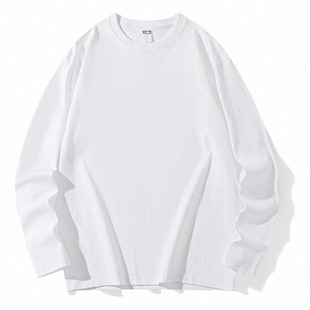 白色内搭纯棉长袖T恤女秋冬重磅宽松加绒打底衫上衣2025款遮屁股