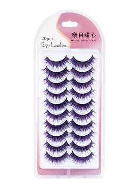 黑紫色硬梗交叉卷翘纤长假睫毛