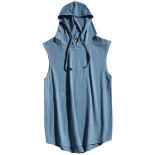 夏季套头连帽运动健身篮球训练坎肩砍袖背心宽松男女无袖t恤帽衫