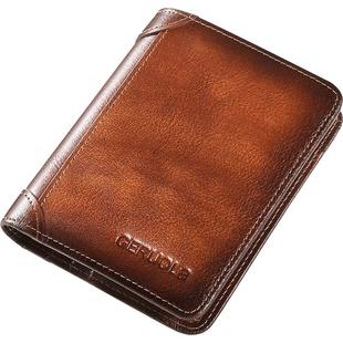 新款纯皮钱包男真皮男士短款2025头层牛皮皮夹驾驶证钱夹卡包一体