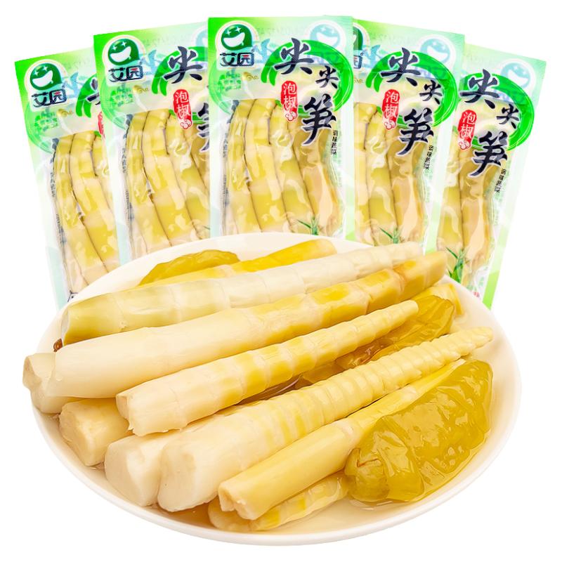 艾園泡椒尖尖筍泡椒脆筍山椒酸辣筍尖筍條開袋即食小包裝零食