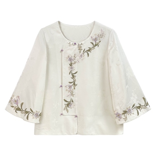 JKJS【棠梨雪】人丝提花外套 定位刺绣早春中式国风精致慵懒上衣