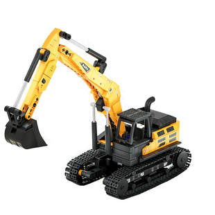 森宝拼装积木三一重工工程车挖掘机吊车模型益智拼插玩具男孩礼物