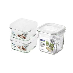 Glasslock盖朗进口钢化玻璃保鲜盒微波炉饭盒冰箱带饭汤粥套装