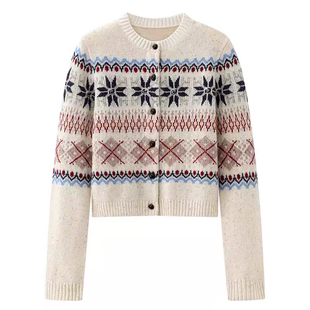 D~S自带复古氛围!羊毛混纺~费尔岛提花 半拉链针织衫+开衫毛衣