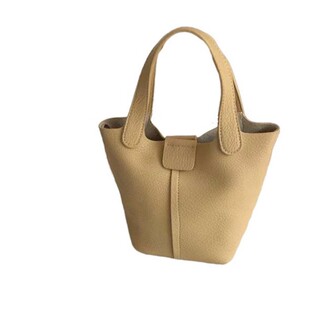 METWO奶黄色水桶包子母包 韩代小羊皮手拎单肩休闲韩系包包可斜挎