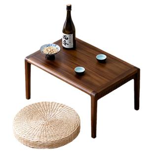 实木飘窗桌子阳台榻榻米茶桌胡桃木罗汉床茶几客厅家用隔断小炕几