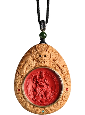论檀崖柏祥龙朱砂本命尊项链吊坠
