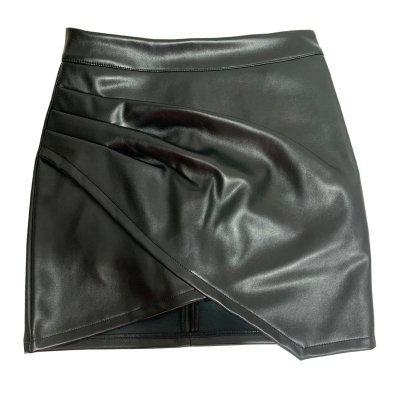 不规则短款高腰显瘦性感a字皮裙