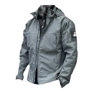 秋冬男户外抓绒战术夹克软壳冲锋衣防水大码登山服加绒外套风衣