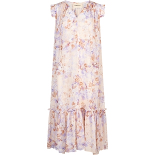 商场同款 宝姿PORTSPURE女装2025秋冬新品浪漫印花荷叶边连衣裙