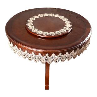 PVC圆桌布防水防油防滑软玻璃桌垫蕾丝圆茶几台布 免洗透明圆桌罩