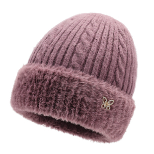 中老年人帽子女款冬季妈妈帽奶奶老太太秋冬加绒保暖针织帽女洋气