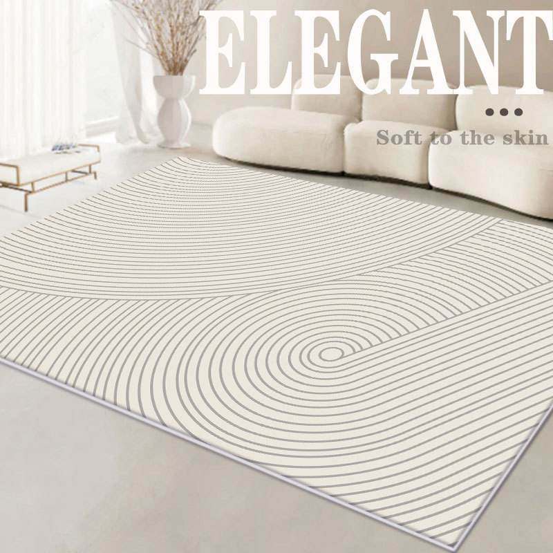 新款侘寂风抽象几何床边毯家用垫仿羊绒地毯铺装饰客厅地整卧室