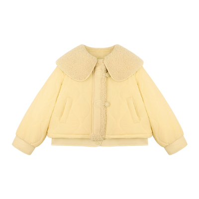 Amybaby女童毛领糖果色拼接棉服